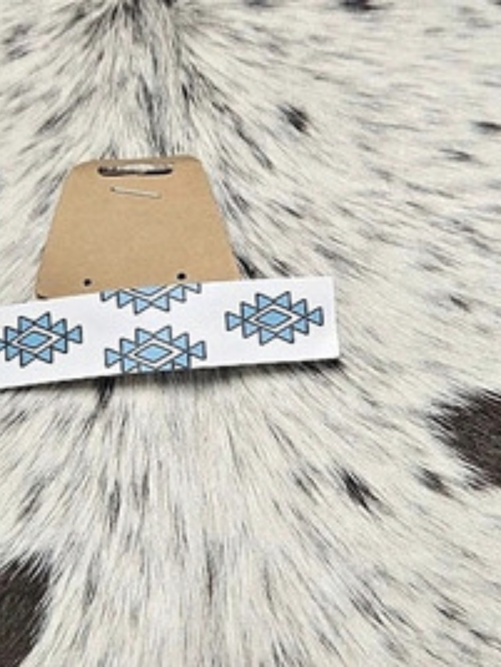 Aztec Barrette Style Hair Clip in White & Blue